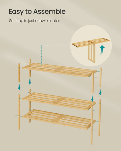 Heavy Duty Bamboo Shoe Rack Three Tier Stackable Shoe Organizer Fits Twelve To Sixteen Pairs Slim Entryway Hallway Closet Storage Rack With Deep Bottom Shelves For Sneakers And Slippers Built To Keep Your Pad Fresh And Organized Effortlessly Daily