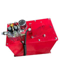 Heavy Duty Hydraulic Power Unit With A Badass Three Phase 415 Volt Motor Pumping Seven To Eighteen Liters Per Minute, top view with control panel.