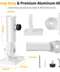 Built Tough 1 Inch Flag Pole Wall Mount Bracket With Secure Hardware Kit 180 Adjustable Premium Aluminum in white.