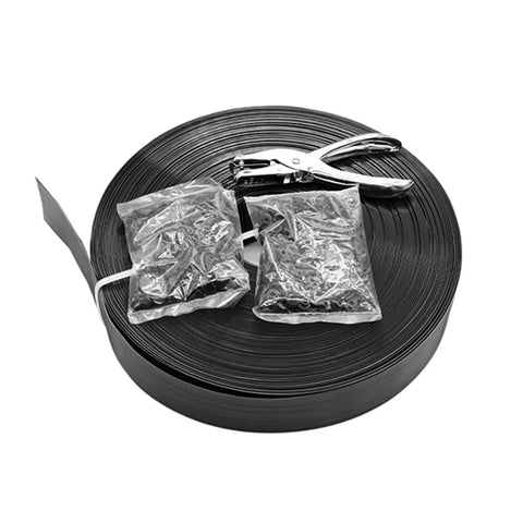 Chain Link Fence Privacy Tape Slats Kit 246ft By 0.15ft Black Weatherproof PVC Privacy Fencing Slats With 200 Pieces Buttons And Puncher