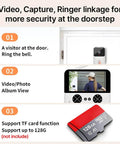 Wireless Video Doorbell Camera With 4.3 Inch IPS Screen No Sub Needed HD Night Vision Two Way Audio Auto Video Recording No Drill Mount Rechargeable Smart Doorbell Chime For Home with TF card support.