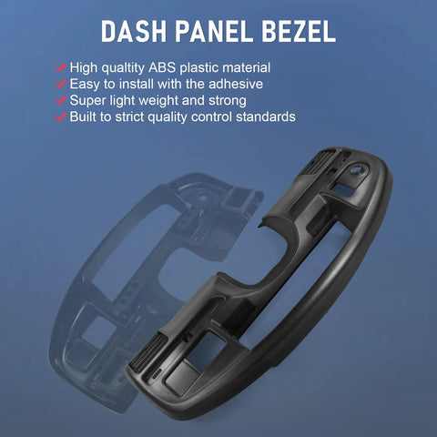 JDMSPEED dash panel bezel for Ford F-Series diesel (1994–1997), black ABS plastic, front-angled view