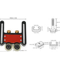 Rock Solid Table Saw Roller Extension Kit With Aluminum Alloy Frame And Cushioned Pu Wheels dimensions and components view