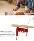 Rugged Aluminum Router Lift Plate With Easy Manual Forty Seven Millimeter Adjustments Fits Standard Sixty Four To Sixty Five Millimeter Trimmers for accurate height adjustments.