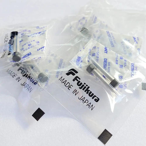 Five Pairs ELCT2-20A Electrodes For Fujikura FSM Series Fiber Optic Fusion Splicer Machines Replacement Electrode Rods For 50S 60S 60R 70S 80S Pro Grade Fusion Weld Parts You Can Trust in packaging on a white surface.