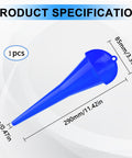 Long Neck Oil Funnel For Cars And Trucks, Built Tough Plastic Universal Pouring Tool For Oil Gas And Lubricants, dimensions labeled