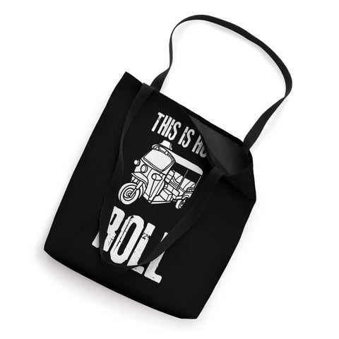 Tuk Tuk Rickshaw And Scooter Style Canvas Tote Bag Featuring Fresh American Streetwear Vibes, black with scooter graphic for daily use.