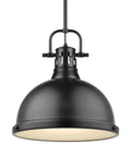Duncan Pendant Light In Matte Black With Matte Black Shade Industrial Modern Ceiling Fixture Open Bottom Shade