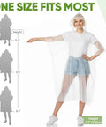 Disposable Rain Ponchos For Adults Ultra Lightweight And Durable Waterproof Lifesaver Rain Gear In Clear Color shown on model