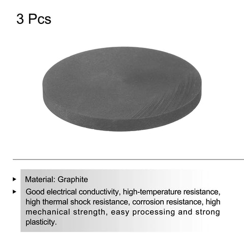 Round Graphite Block Disk Ingot High Purity Graphite Plate Sheet 60X5MM For Melting Casting And Electrolysis Pack of 3