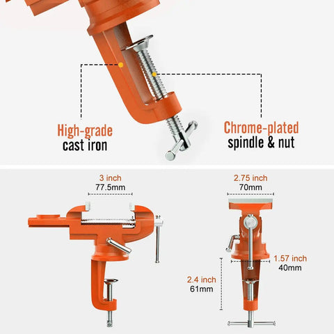 Beastly Table Vise With 3 Inch Jaw Opening And 360 Degree Swivel Base Bench Clamp For Any Workbench Thickened details