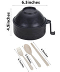Ramen Cooker Bowl With Built In Handles And Chopsticks, 33oz Microwave Noodle Bowl For Dorm Rooms, sleek black, with utensils