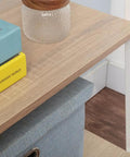 Close-up of Industrial 4 Tier Bookshelf Freestanding Rustic Display Bookcase Storage Rack showing shelf corner with books and decor