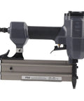 Rock Solid Heavy Duty Pneumatic Brad Nailer And Air Powered Stapler for woodworking, featuring sturdy gray aluminum construction.