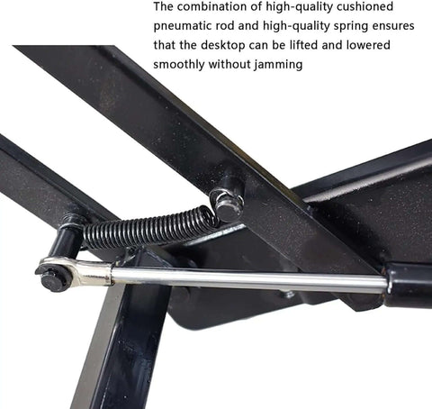 Lift Up Top Coffee Table Kit With Solid Metal Frame And Spring Hinge close-up showing hydraulic mechanism and spring detail.