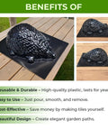 Cement Hedgehog Mold For DIY Garden Paths 10x10x5 Inches Black Durable Concrete Sculpture Mold on Wooden Surface