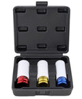 Must Have 3PC Deep Socket Set For Auto Work Cr Mo Steel Impact Sockets 1/2 Inch Drive Hex Nut Tool Kit 17 19 21mm Wheel Tire Protection Heavy Duty Gear Up Your Garage Today. Open case with 17, 19, 21mm impact sockets