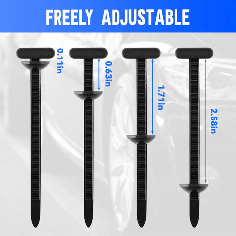 200 Pcs Nylon Universal Cable Tie Buckles Zip Ties For Auto And Home Use Dope Car Style Fasteners, adjustable height sizes shown