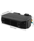 Heavy Duty 12V Under Dash Car Air Conditioner Evaporator With 80W Dual Fans And Three Speed Settings, front view with size dimensions shown.
