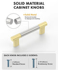 Beefy 6.3 Inch Cabinet Pulls Set Of 10 Gold And Nickel Knurled Brushed Finish with screws shown.