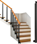 Rock Solid Side Mount Banister Columns Black Metal Deck Railing Posts With Pivoting Adjustable Brackets And Included Hardware for staircase.
