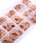 Killer Copper Flat Washers 280 Pcs Set 12 Sizes Screws Bolts Fasteners Storage Case, assorted copper washers in labeled organizer