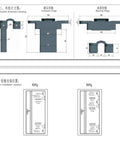 Technical drawing of Hidden Hydraulic Hinge Bearing For Doors 80KG Capacity with dimensions and installation guide