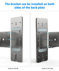 Anti Theft Aluminum Doorbell Mount Bracket With No Drill Design showing left and right installation options.