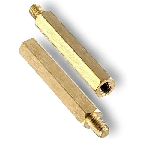 Brass M4 Male To Female Thread Spacer Standoff 41mm Total Length With 6mm Hex Pillar And 35mm Body Gold For Drones Quadcopters PC Builds And Circuit Boards Pack Of 10