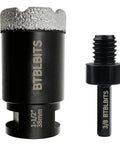 BTBLBITS dry diamond core drill bit, 38mm (1-1/2"), tile porcelain granite; 5/8-11 thread with 3/8" hex shank adapter