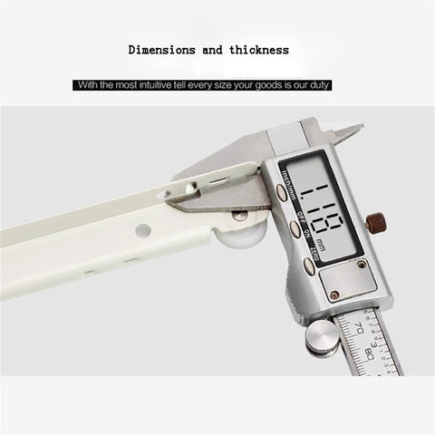 Caliper measuring thickness of Heavy Duty Drawer Slides And Cabinet Rails Set for smooth sliding wooden drawers.