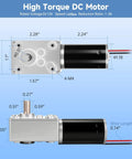12V DC Worm Gear Motor With 12 Rpm Low Speed High Torque 70 Kg Cm Self Locking Reversible Gearbox dimensions diagram