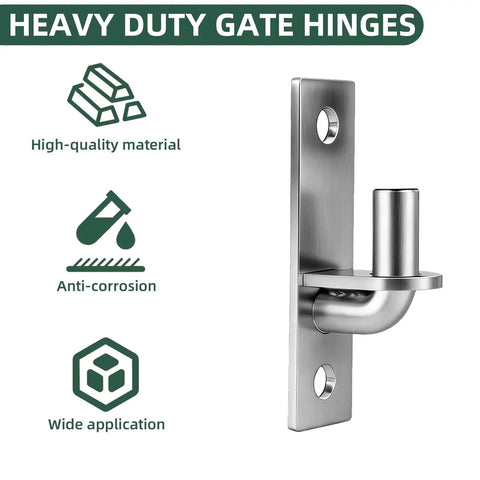 Heavy Duty Wall Mount Gate Hinges Two Pack Built Tough For Farm Gates And Chain Link Fence Gates With Five Eighth Inch Hinge Pin Up To Six Hundred Pound Capacity Screws Included Galvanized Iron Construction