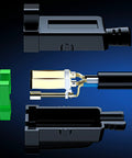 Exploded view of Indoor Extension Cord 30 Ft 16 Gauge Heavy Duty SJTW ETL Listed 3 Prong Power Cord with green indicators