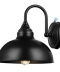 Gooseneck Barn Light Outdoor With Sensor Dusk To Dawn Farmhouse Wall Sconce For Patio Porch Garage 11.8 Inch Diameter 1 Light Weather Resistant Black Finish Photocell Controlled