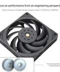 TL-B12 Extrem 120mm CPU Fan Cooler With 3150RPM High Speed PWM, showing 9 blade design, Minebea dual ball bearing inset