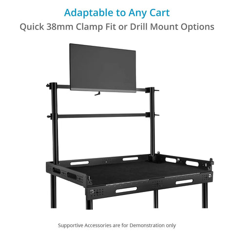 Heavy Duty Multi Monitor Cart Mount With Standard Baby Pin Connector Rock Solid Build Handles Sixty Pounds Like A Boss For Broadcast Pros And Location Shoots Ready To Roll