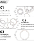 Top Shelf 304 Stainless Steel External Retaining Rings 100 Pack showing features like smooth surface and standard hole position.