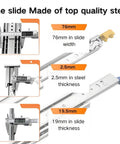 Heavy Duty Drawer Slides 500Lb Capacity With Screws Full Extension Ball Bearing Side Mount Rails, steel dimensions shown