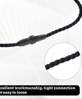 Hella Sturdy Black Cotton Hang Tag Strings With Quick Click Snap Lock Pins 200 Pack showing twisted black strap and snap lock.
