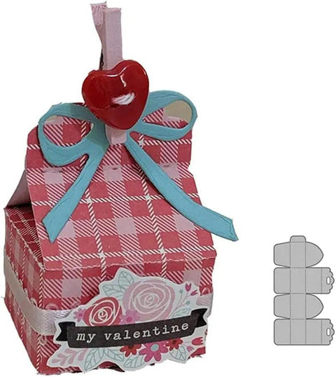 Valentine-themed gift box made with Metal Cutting Dies Set For DIY Scrapbooking Cards Gift Box Embossing Stencil Kit Box Making Dies.