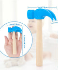 Wooden Hammer Toy Set For Kids Educational Hands On Pretend Play Tools Durable Safe Wood Kid Friendly Blue Color Great For Learning Building Party Games And DIY Fun, 6.5in/16.5cm