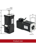 Front and side views of two black Hanpose 42HS60-YC-PD NEMA17 brake stepper motors, 70 Ncm torque.