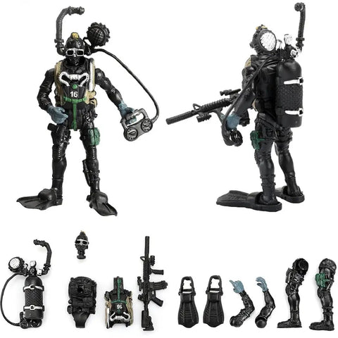 12 Pack US Military Toy Soldiers Action Figures With Realistic Weapons Gear And Combat Accessories for underwater missions