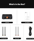 Music Visualizer With Spectrum Analyzer And Vintage Tube RGB Ambient Light For Desktop Home Stereo System Microphone Voice Pickup And Volume Display Adjustable Sensitivity For A Party Vibe And Immersive Audio Visual Experience components: light base, LED strips, glass tubes, USB-C cable, manual