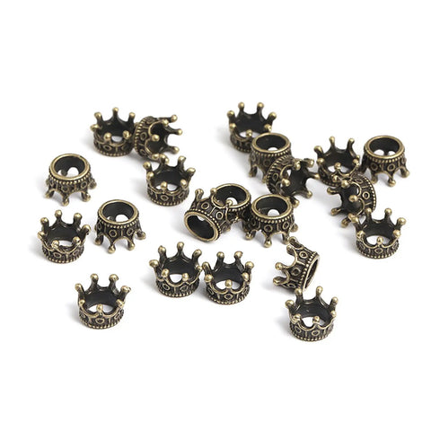 120 Pcs Mini Crown Charms 3D Alloy King Crown Beads Bulk Large Hole Spacer Beads For Jewelry Making DIY Craft Bracelet Necklace