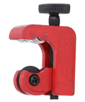 Compact Mini Tubing Cutter Tool, All Steel Alloy Build, Cuts Soft Copper, Brass, And Aluminum 3 Through 22mm, side view close-up