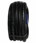 Built Tough 25 Foot Rubber Air Hose For Auto Mechanics And Garage Crews Smooth High Pressure Pneumatic Tubing 3/8 Inch Compressor Line coiled.