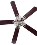 51 Inch Ceiling Fan With Light Kit And Remote, Farmhouse Vibe 5 Blade Copper Motor, Reversible Metal Blades, Vintage Crystal Chandelier Look
