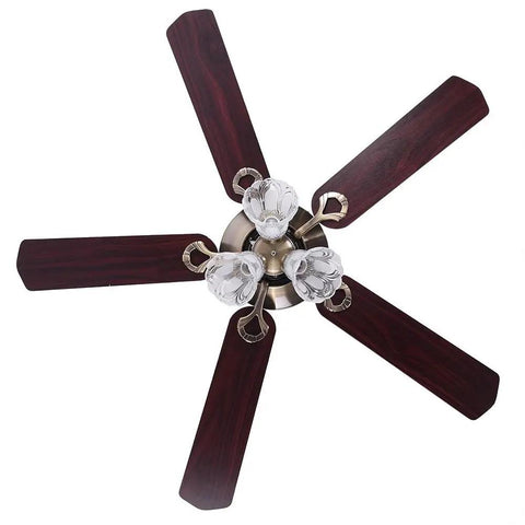 51 Inch Ceiling Fan With Light Kit And Remote, Farmhouse Vibe 5 Blade Copper Motor, Reversible Metal Blades, Vintage Crystal Chandelier Look
